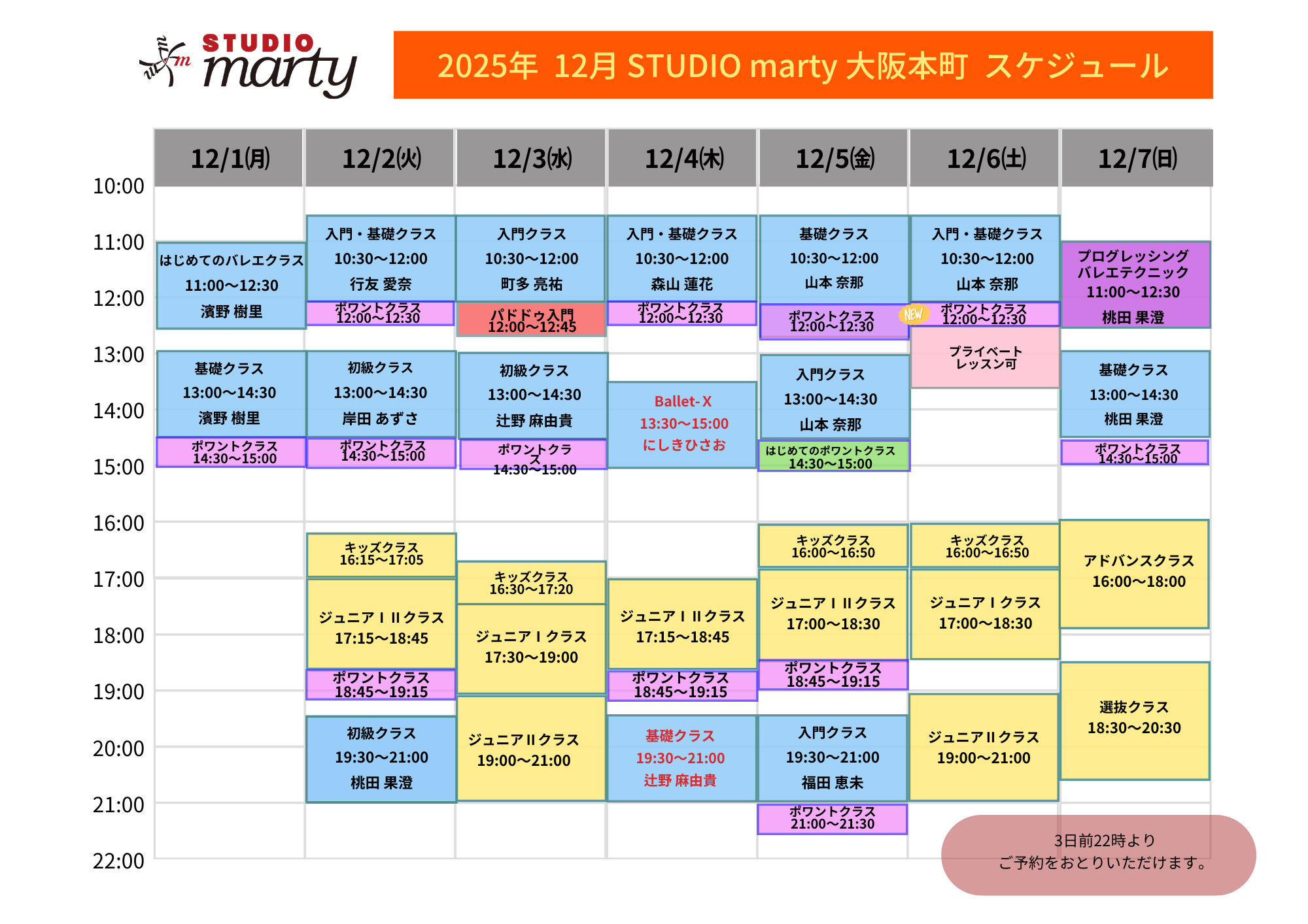 12月バレエレッスン・マーティ大阪本町