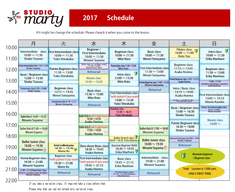 studiomarty_shinyokohama schedule